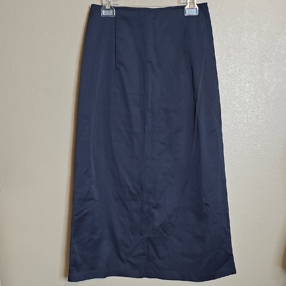 Vintage Y2k Nwt Express Blue Gray Maxi‎ A-Line Skirt Sateen 6